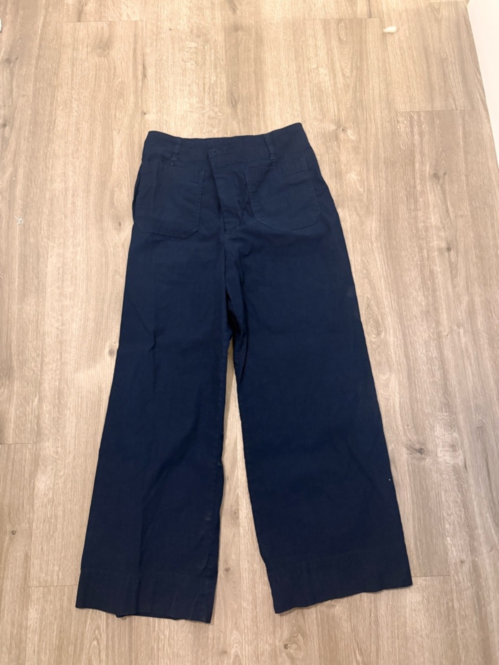 Anthro Colette Navy Wide-Leg Pants